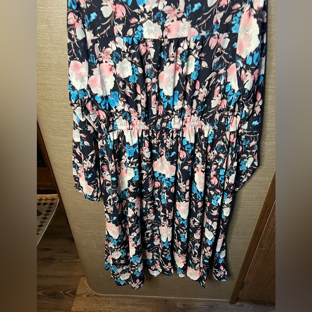 NWT Midi Studio Crepe De Chine Long Sleeve Button Front Shirtdress size 1X - Picture 3 of 15